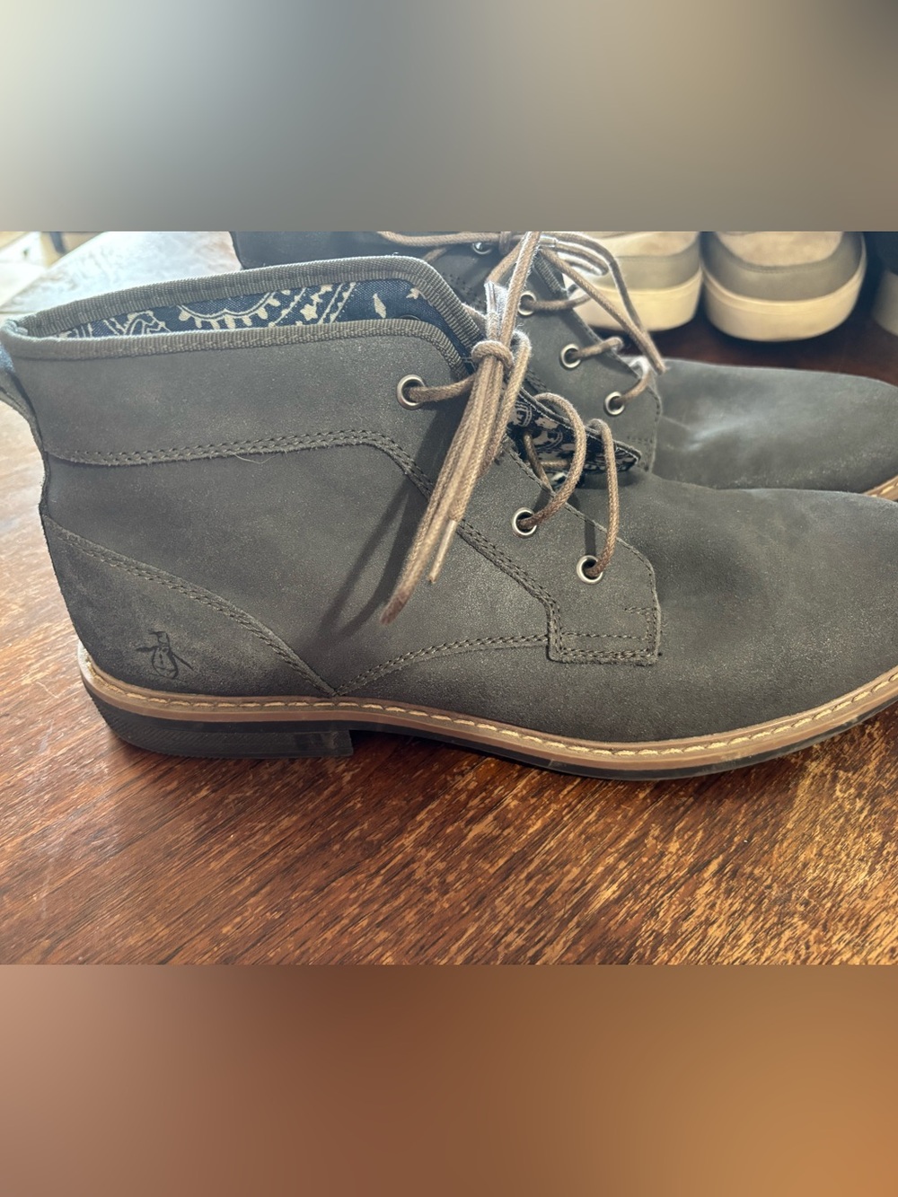 Penguin Men's Gray Suede Lace-Up Chukka Boots